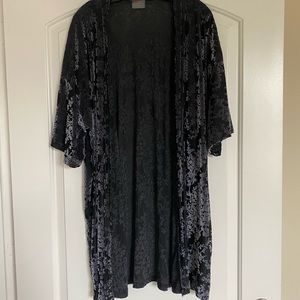 Black/Grey Velvet Kimono